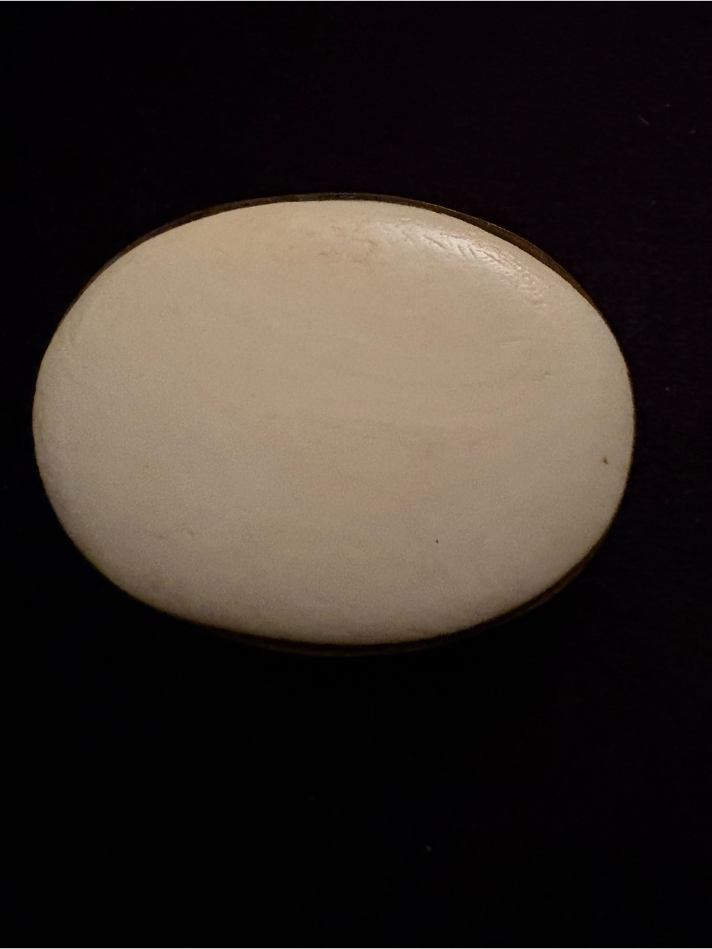 Vintage Brass & Polished Bone Oval Sash Belt Buckle Clasp Pendant 1.75”